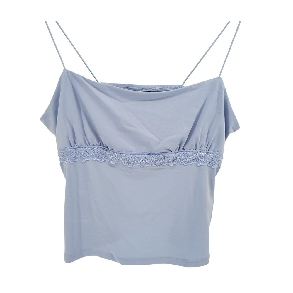 Wild Fable Blue Lace Trim Cami Spaghetti Strap Tank Top Y2K Coquette Medium